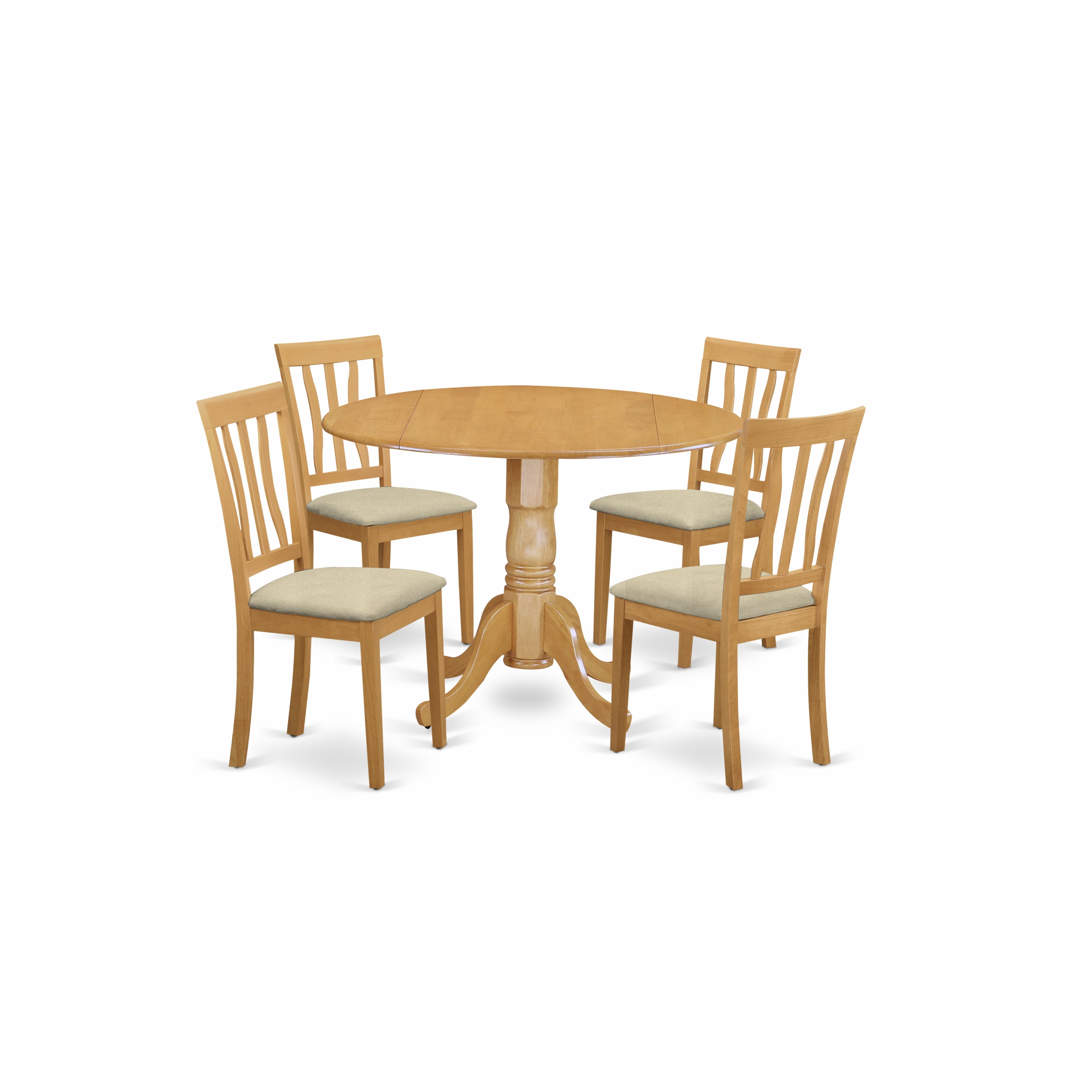 DLAN5-OAK-C 5 PC Dinette Table set - Dining Table and 4 Dining Chairs