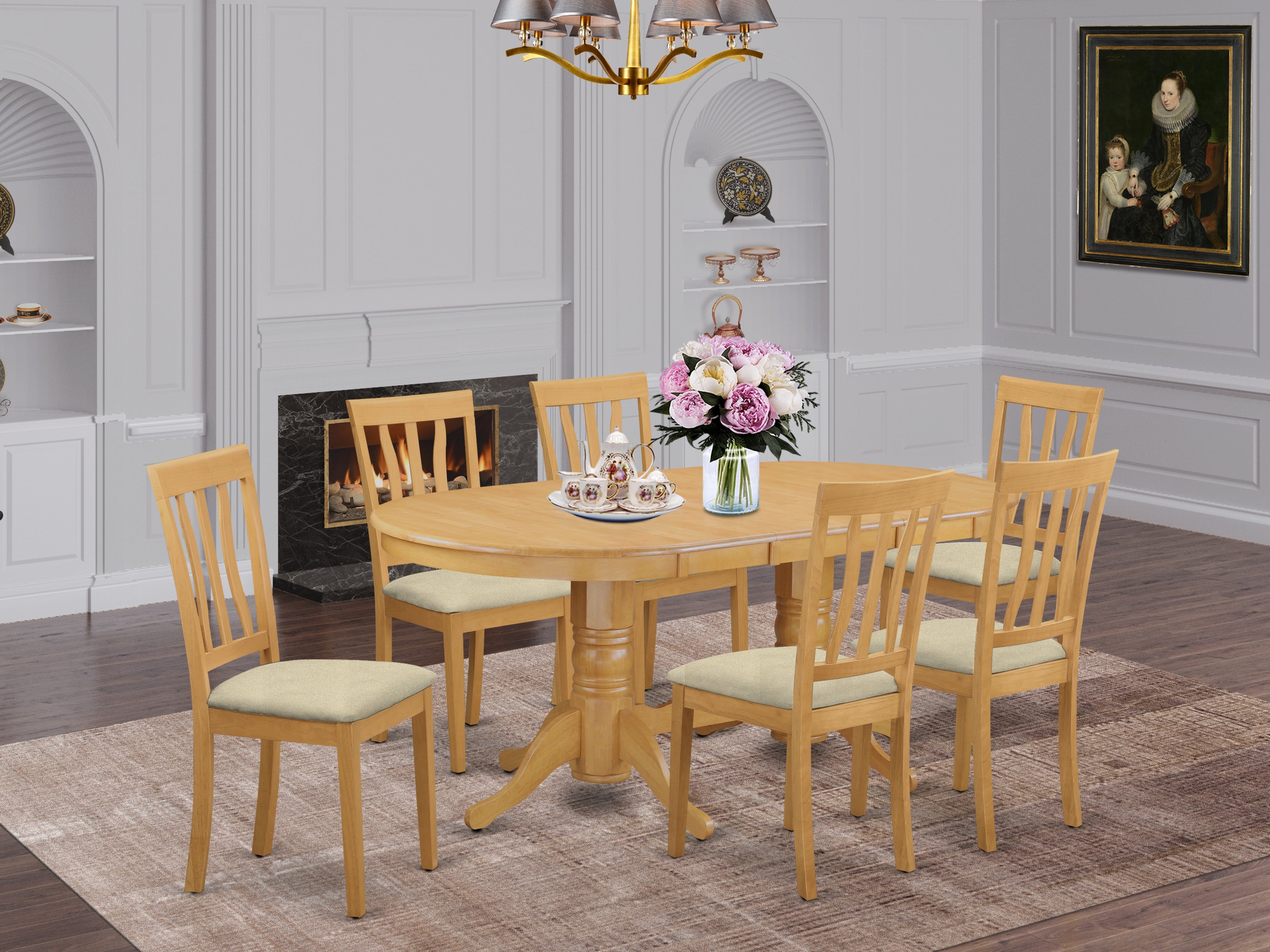 VAAN7-OAK-C 7 PcTable set - Kitchen Table and 6 Kitchen Chairs