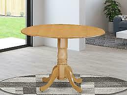 Dublin Drop-leaf 42" Round Pedestal Kitchen Dining Table - Oak