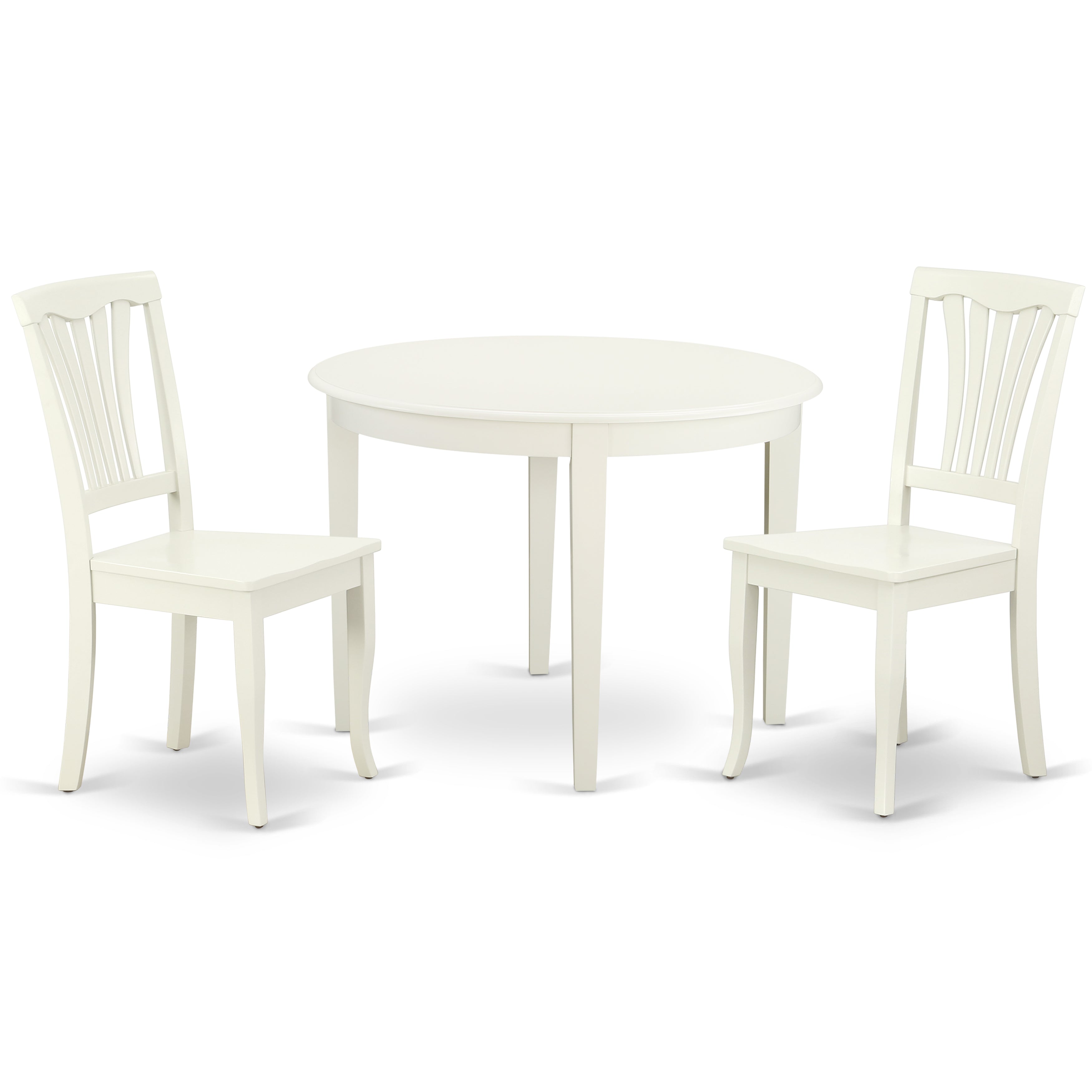 BOAV3-LWH-W 3PC Round 42 inch Table and 2 vertical slatted Chairs