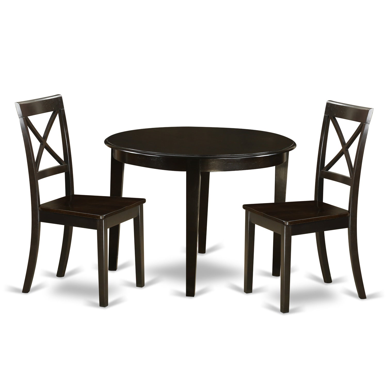 BOST3-CAP-W 3 Pc small Kitchen Table and Chairs set-round Table and 2 dinette Chairs