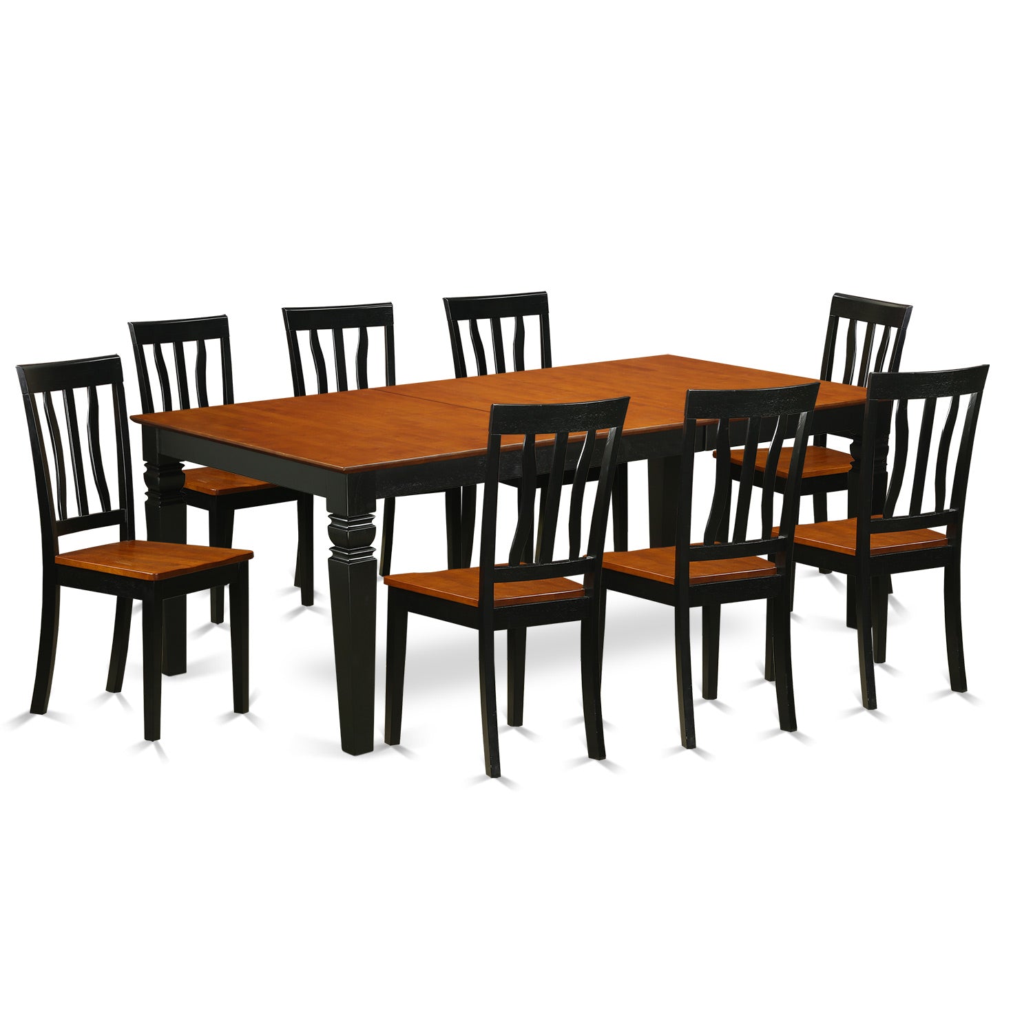 LGAN9-BCH-W 9 PcKitchen dinette set with a Table and 8 Dining Chairs in Black and Cherry