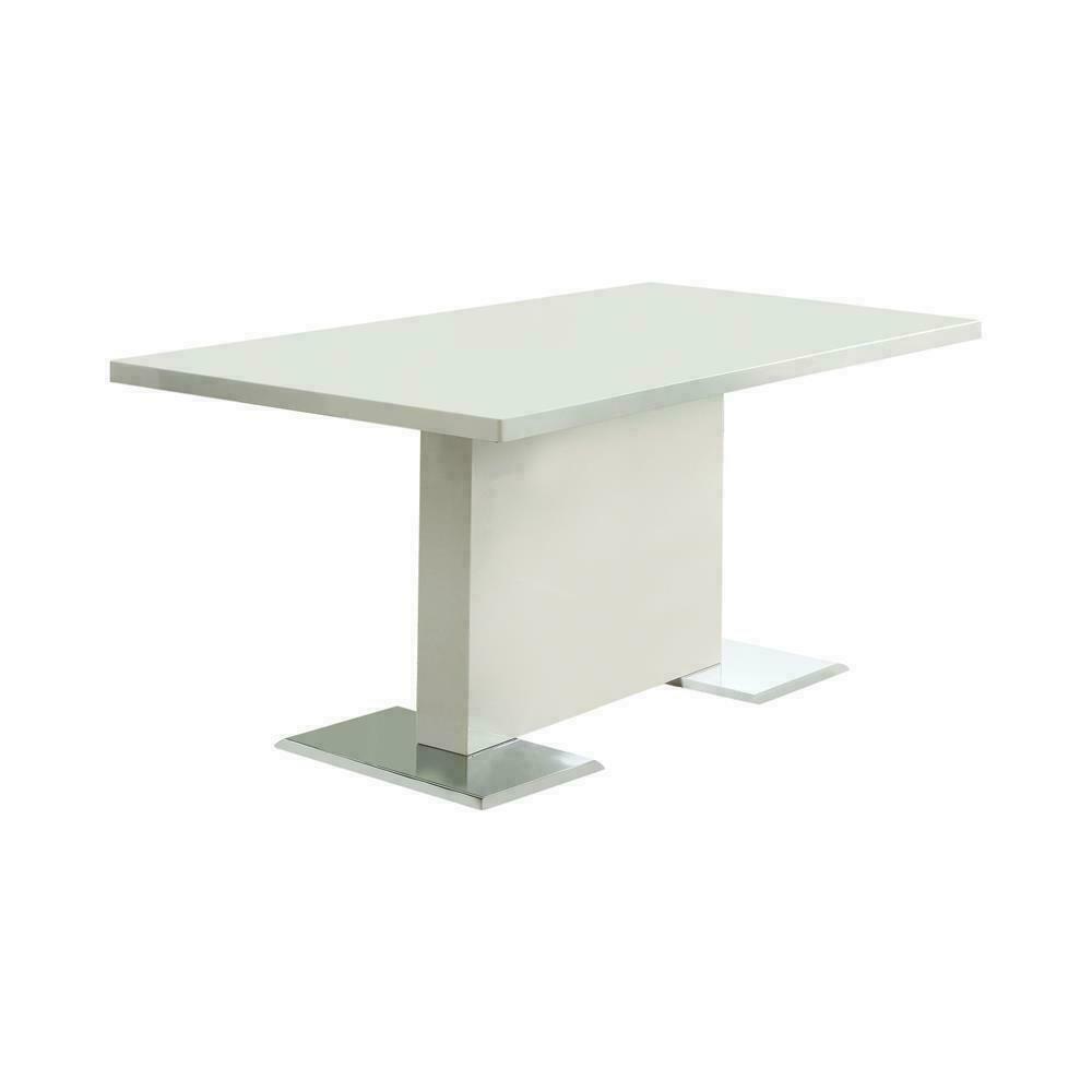 Contemporary Anges T-Shaped Pedestal Dining Table Glossy White