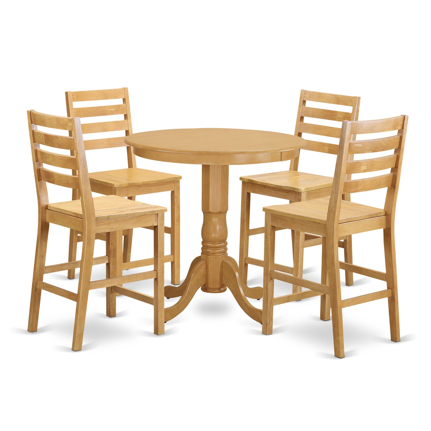 JACF5-OAK-W 5 PC Dining counter height set-pub Table and 4 Dining Chairs.