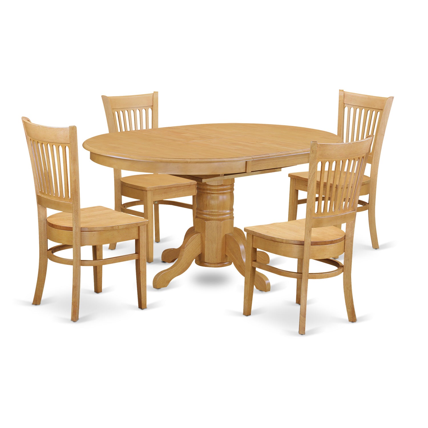 AVVA5-OAK-W 5 PC Dining room set for 4-Dinette Table with Leaf and 4 dinette Chairs.