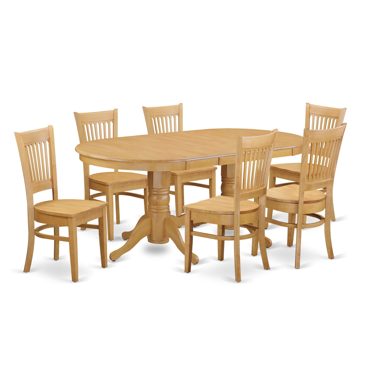 Vancouver 7 Pc Oval Dining room Table with Leaf and 6 Chairs In Oak
