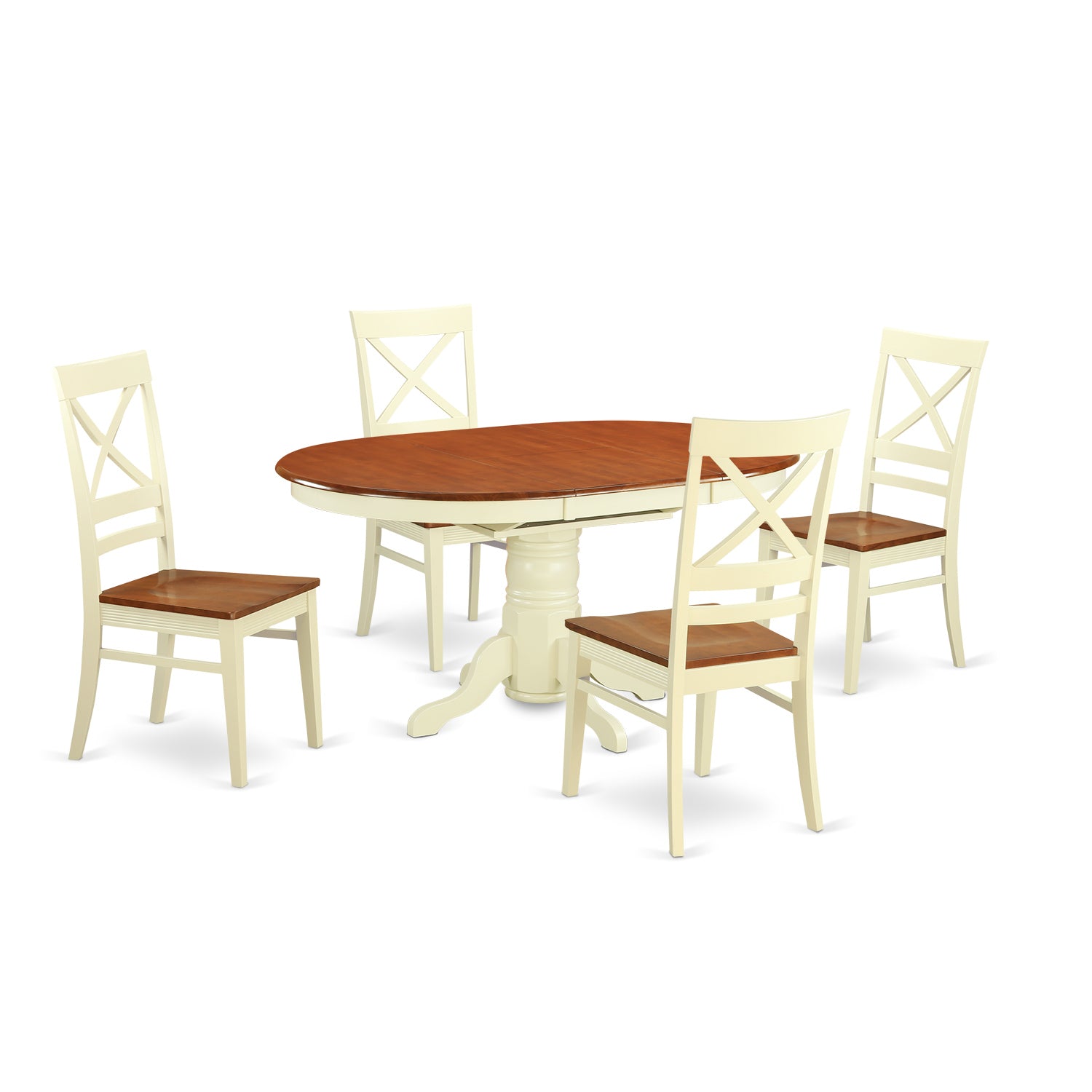 AVQU5-WHI-W 5 PC Table and chair set - Dining Table and 4 Kitchen Dining Chairs