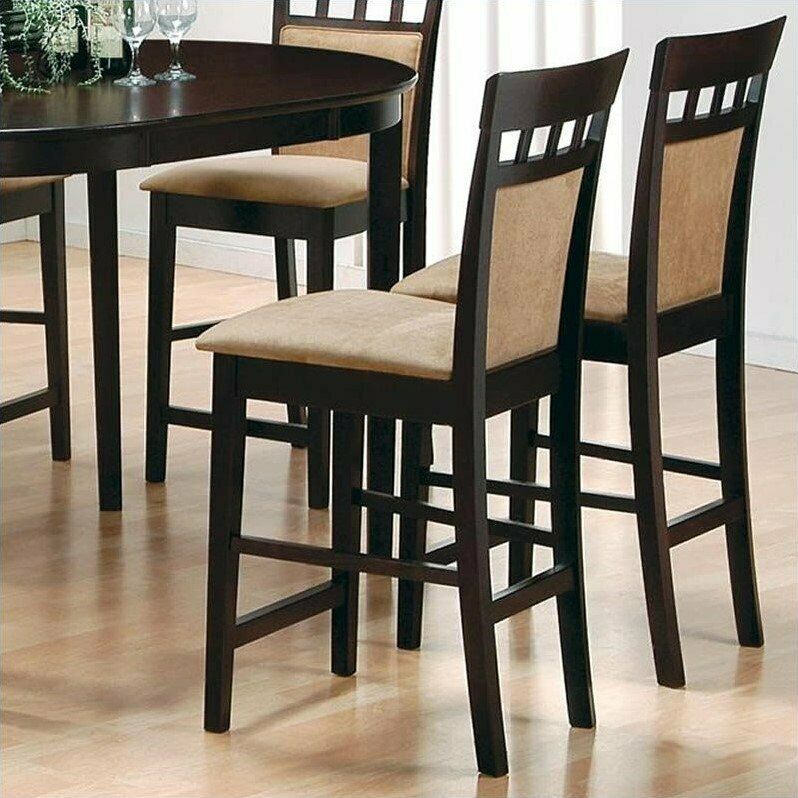 Coaster Upholstered Bar Stools Cappuccino And Tan (Set Of 2) 29" H 100220