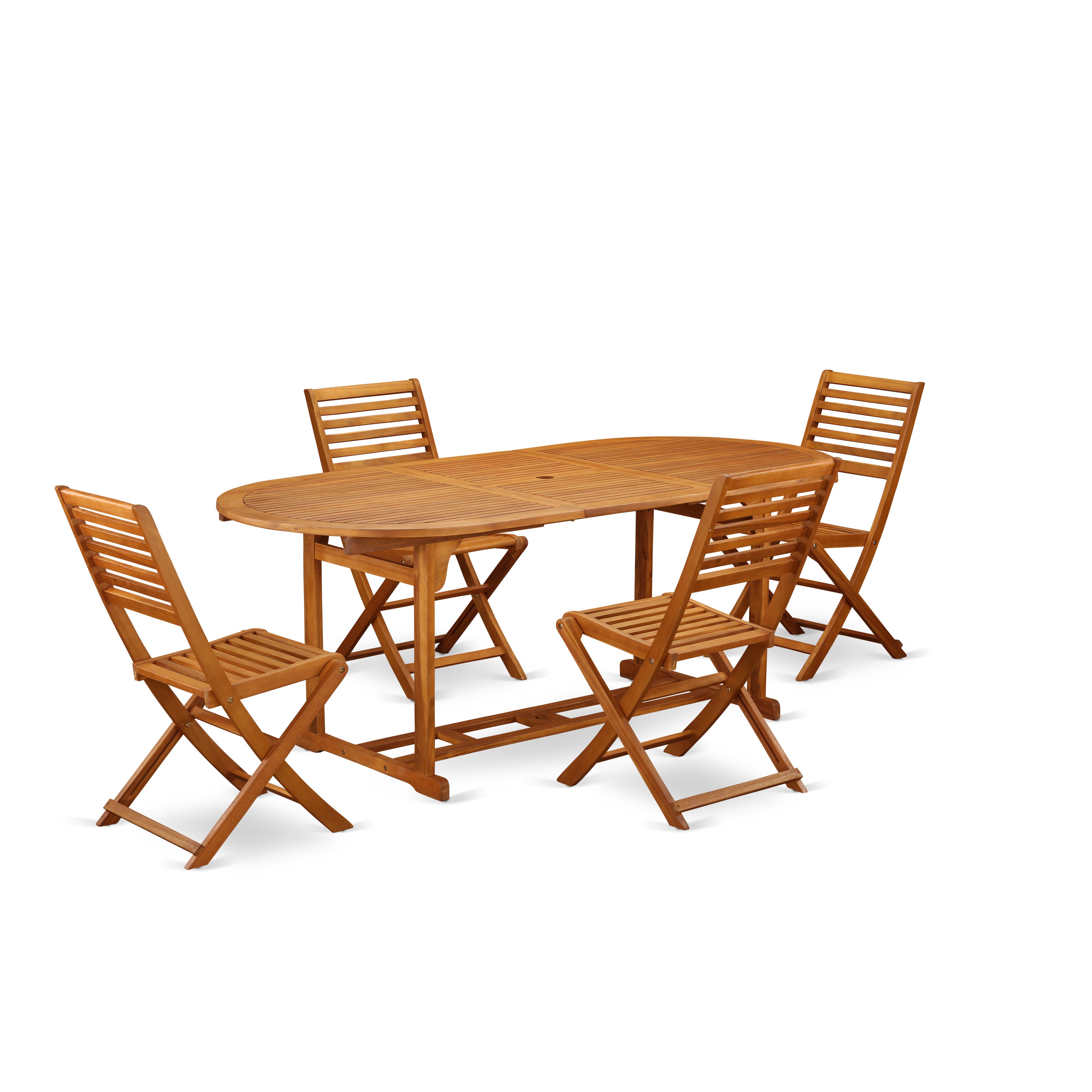 BSBS5CWNA This 5 Pc Acacia Wooden Outside patio Sets includes one Outdoor-Furniture table and 4 chairs