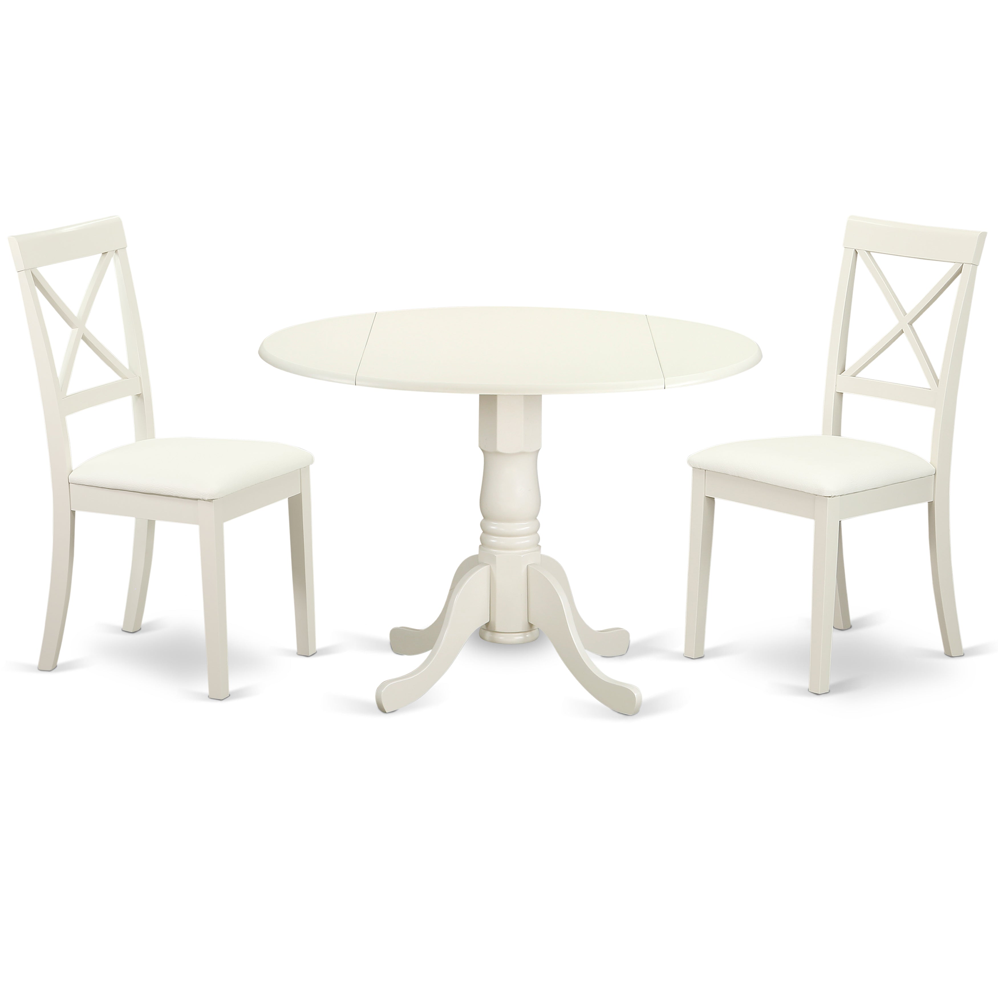 DLBO3-LWH-LC 3 PC Dublin kitchen Set-Dining table and 2 faux leather seat kitchen chairs