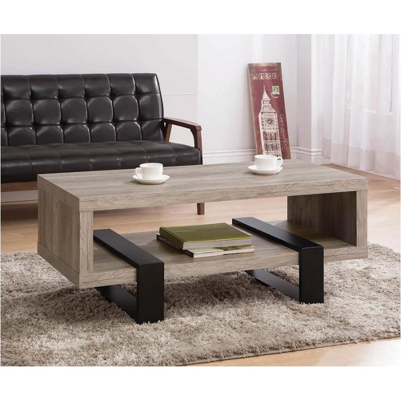 Coaster Open Shelf Rectangular Coffee Table with Shelf Grey Driftwood