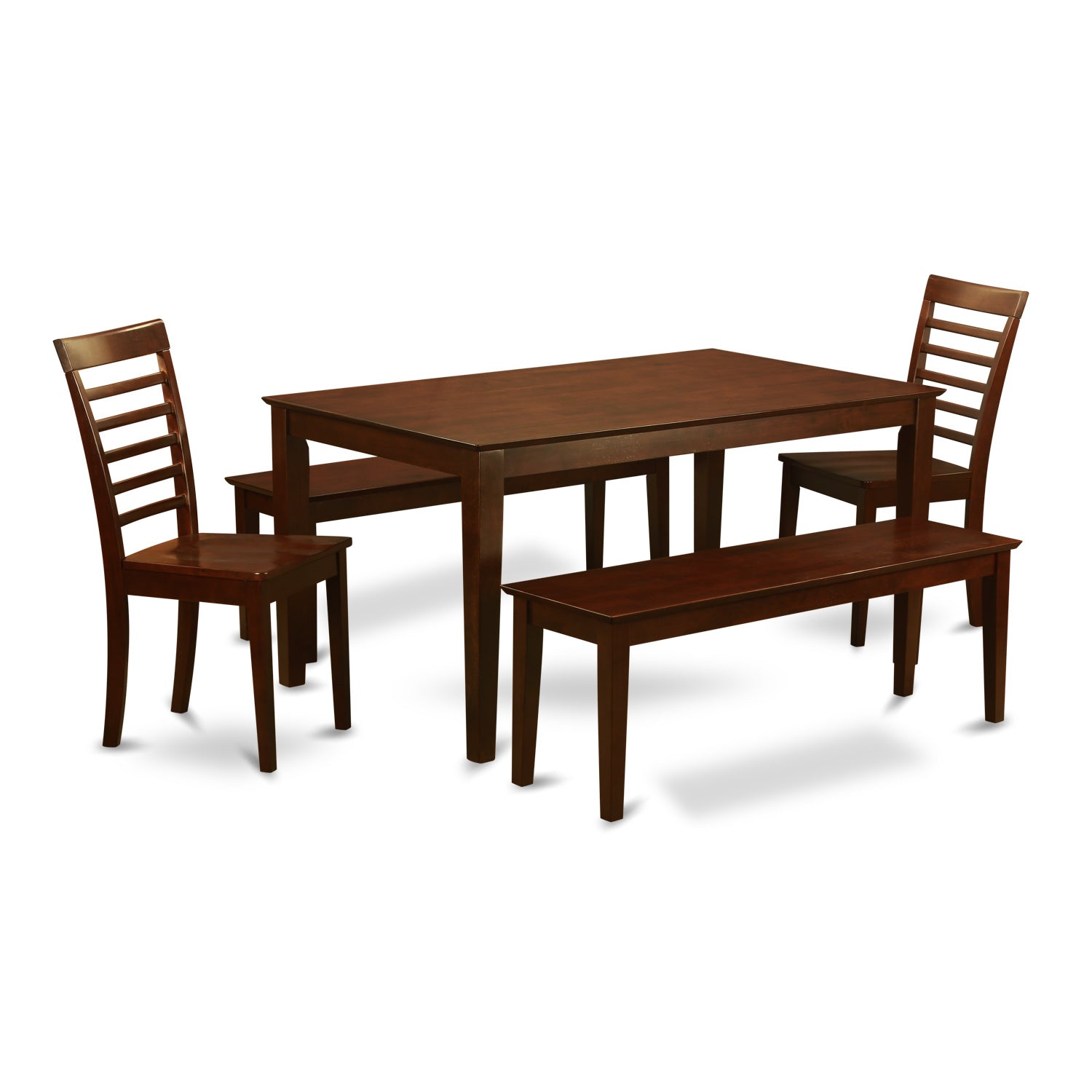 CAML5C-MAH-W 5 PC Dining room set-Kitchen Table and 2 Chairs and 2 Benches