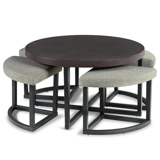 Steve Silver Yukon Black Metal Base Coffee Table with Stools