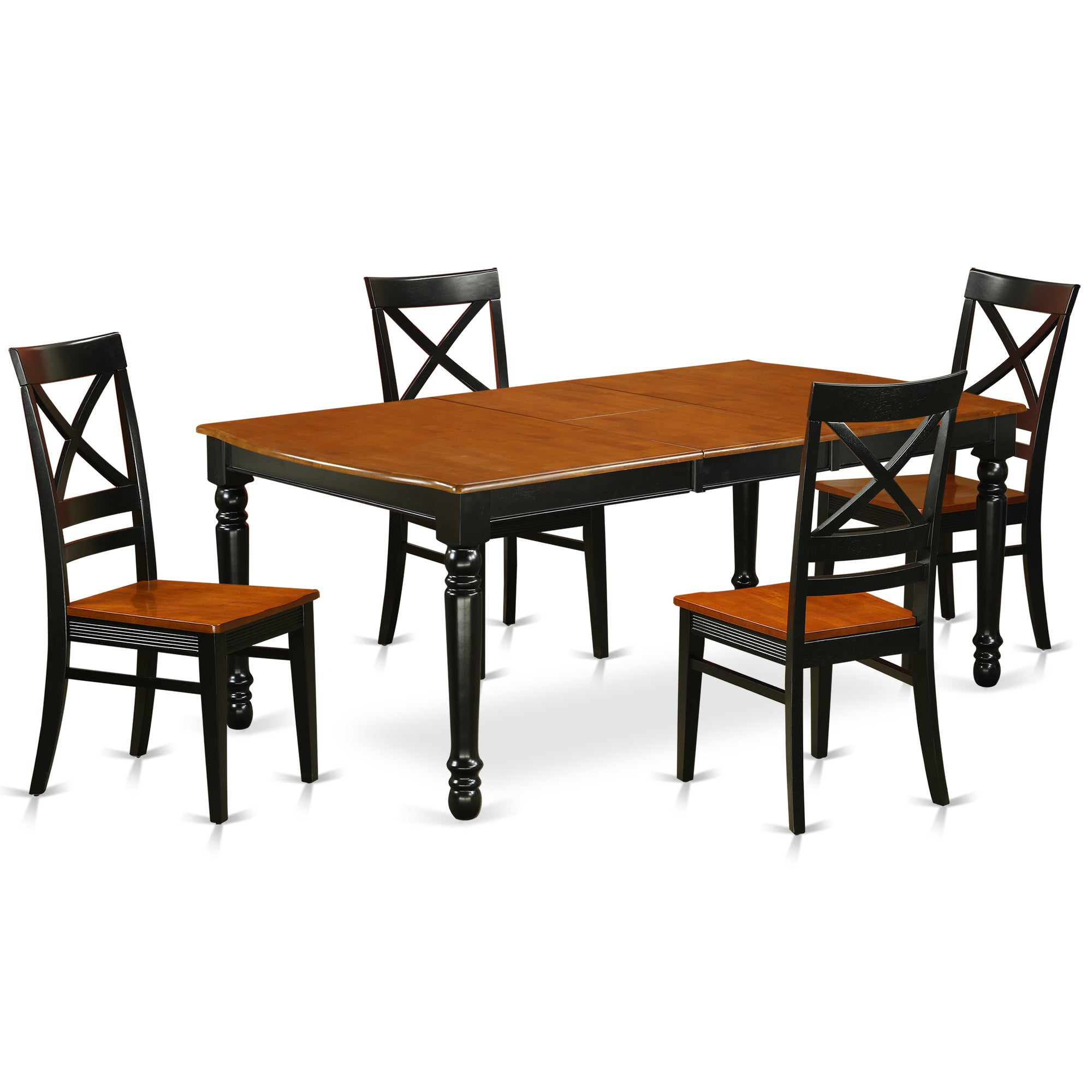 DOQU5-BCH-W 5 PC kitchen tables and chair set with one Dover dining table and 4 kitchen chairs in a Black and Cherry Finish