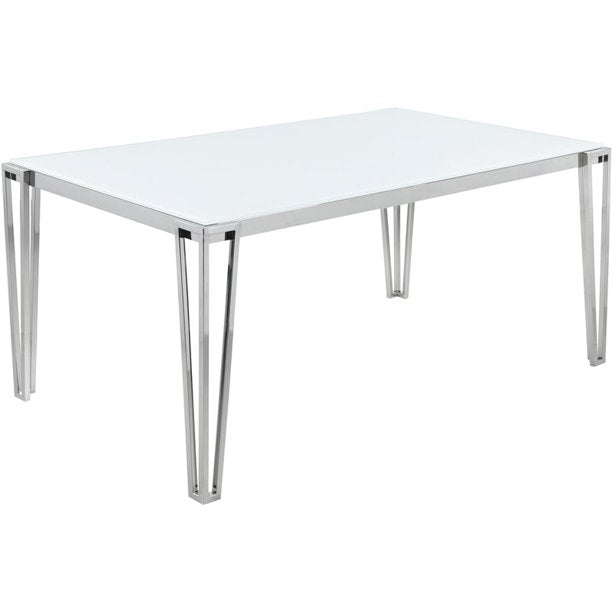 Pauline Rectangular Dining Table With Metal Leg White And Chrome