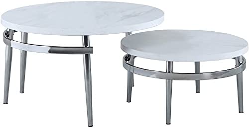 Avilla Round Nesting Coffee Table White And Chrome