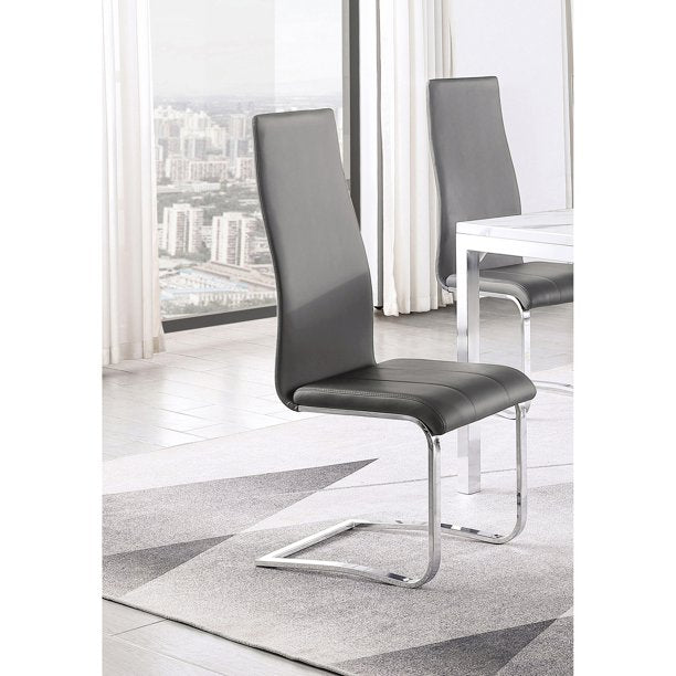 Upholstered Anges High Back Dining Chairs Grey And Chrome (Set Of 4)