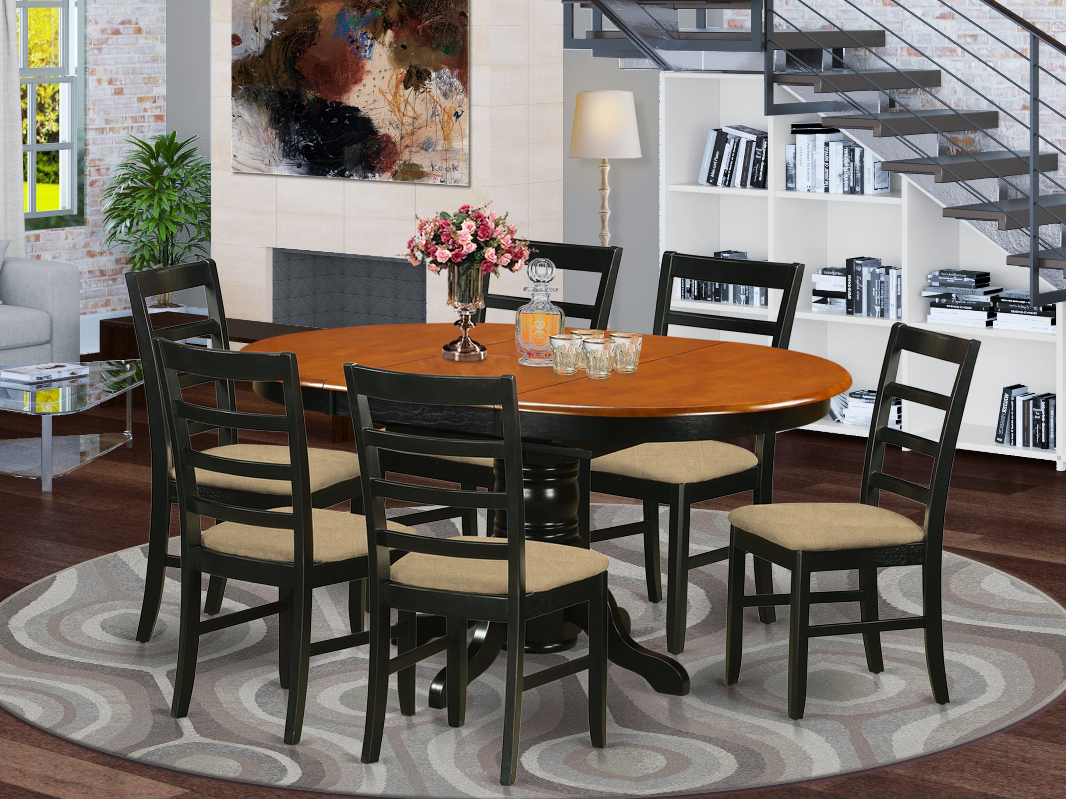 AVPF7-BCH-C Dining set - 7 Pcs with 6 Wooden Chairs