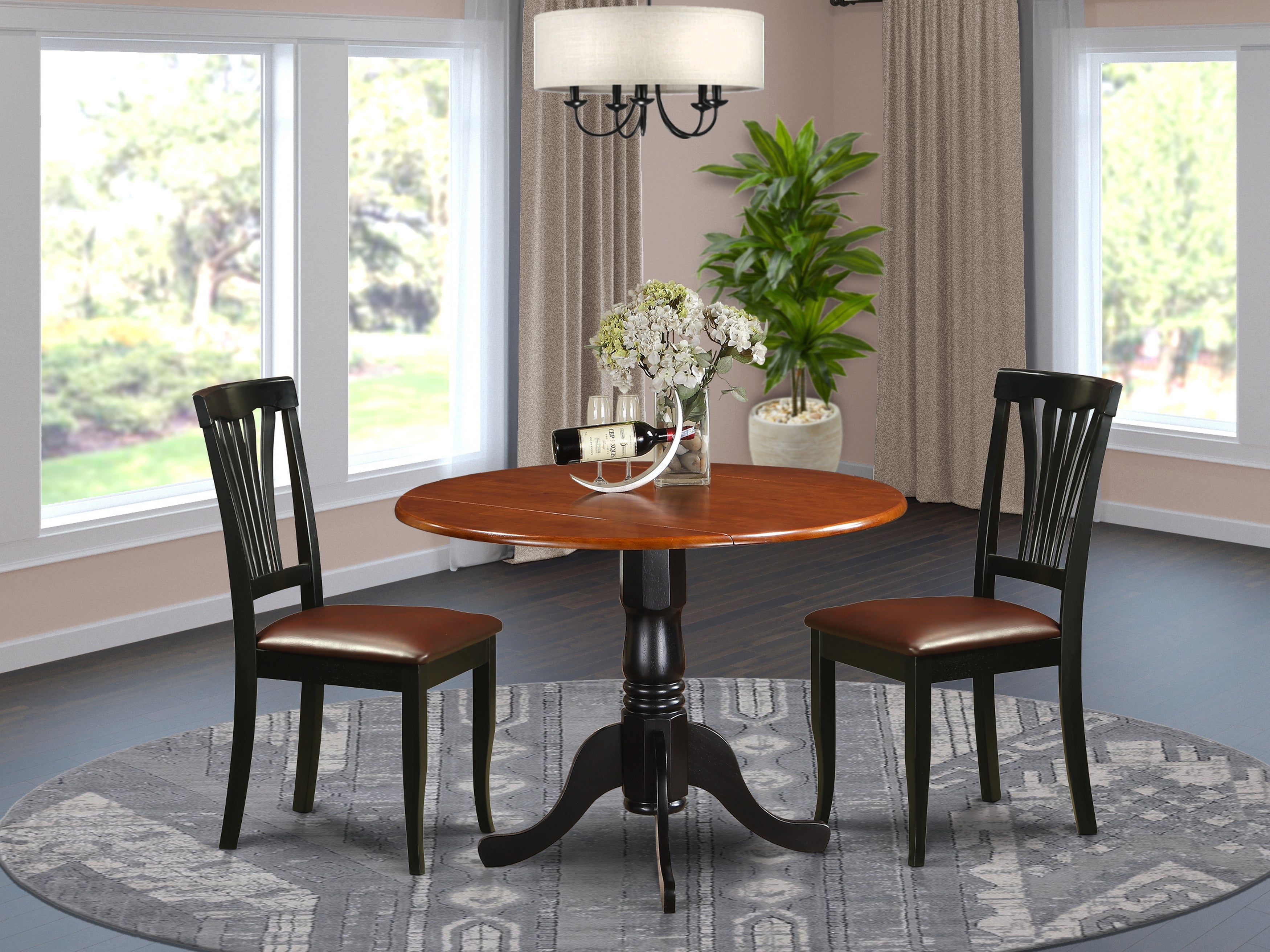 DLAV3-BCH-LC 3 PC Kitchen Table set-Dining Table and 2 Kitchen Chairs