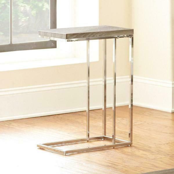 Lucia Chairside End Accent Table with Chrome Base