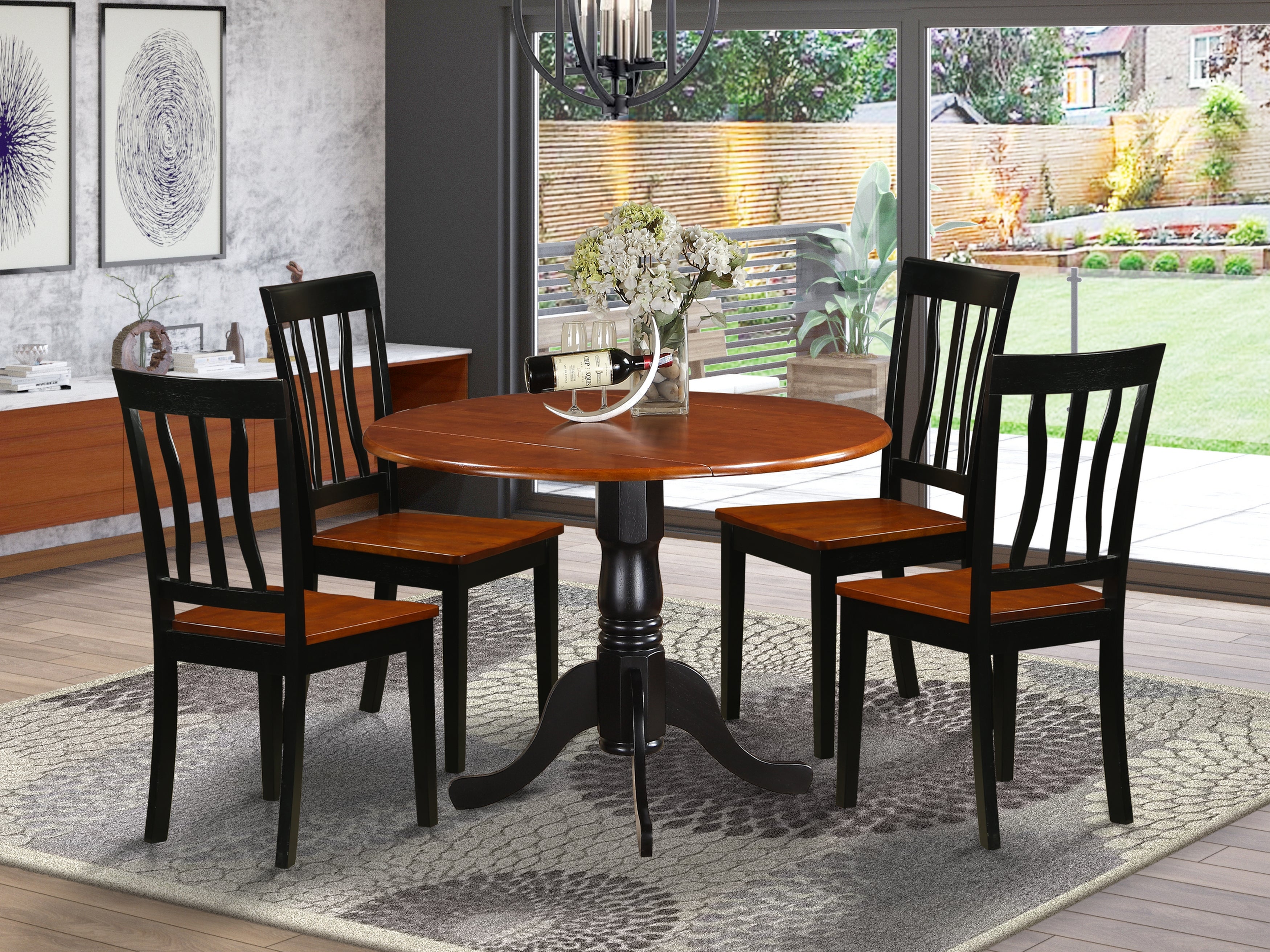 DLAN5-BCH-W Dining set - 5 Pcs with 4 Wood Chairs