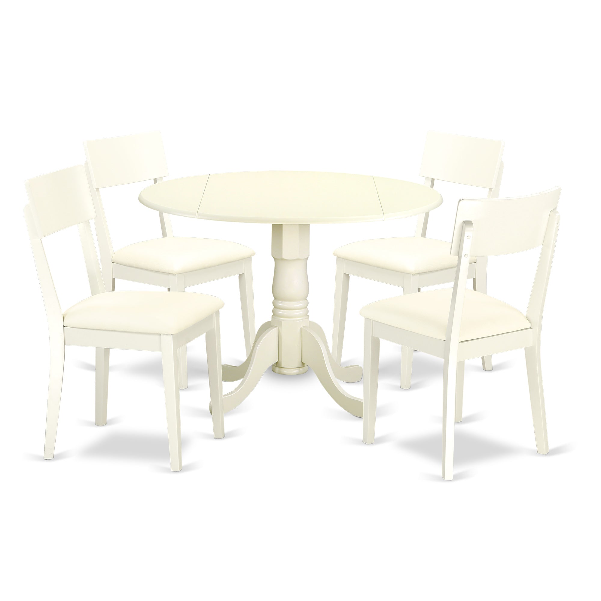 DLAD5-WHI-LC 5 PC Dublin kitchen table set-Dining table and 4 Faux Leather Kitchen chairs