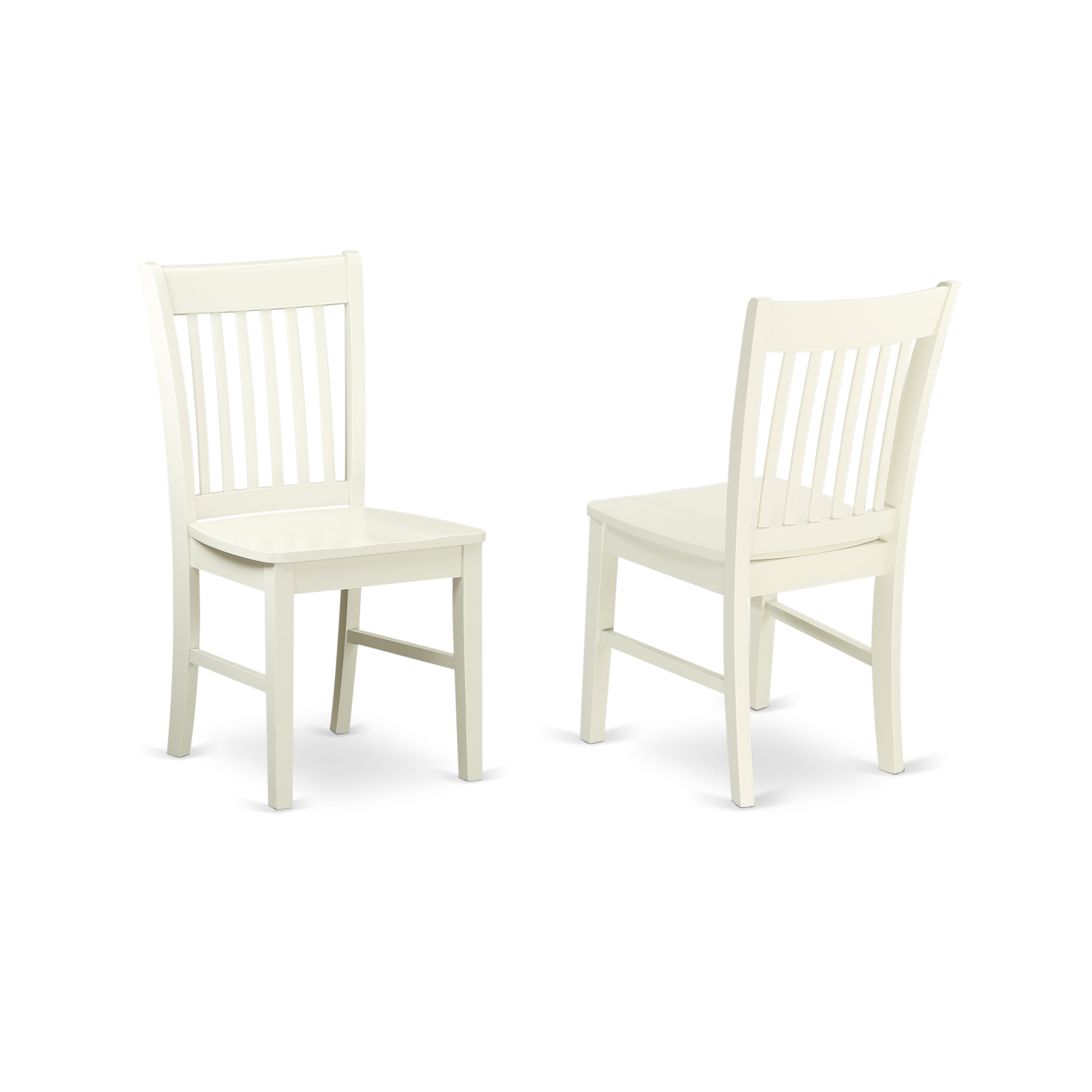 East West Furniture MZNO3-LWH-W 3 Pieces Dining Kitchen Table set - Strong Drop Leaf Hardwood Rectangular Table and 2 Solid Wood Seat Modern Dining Chairs, Linen White Finish