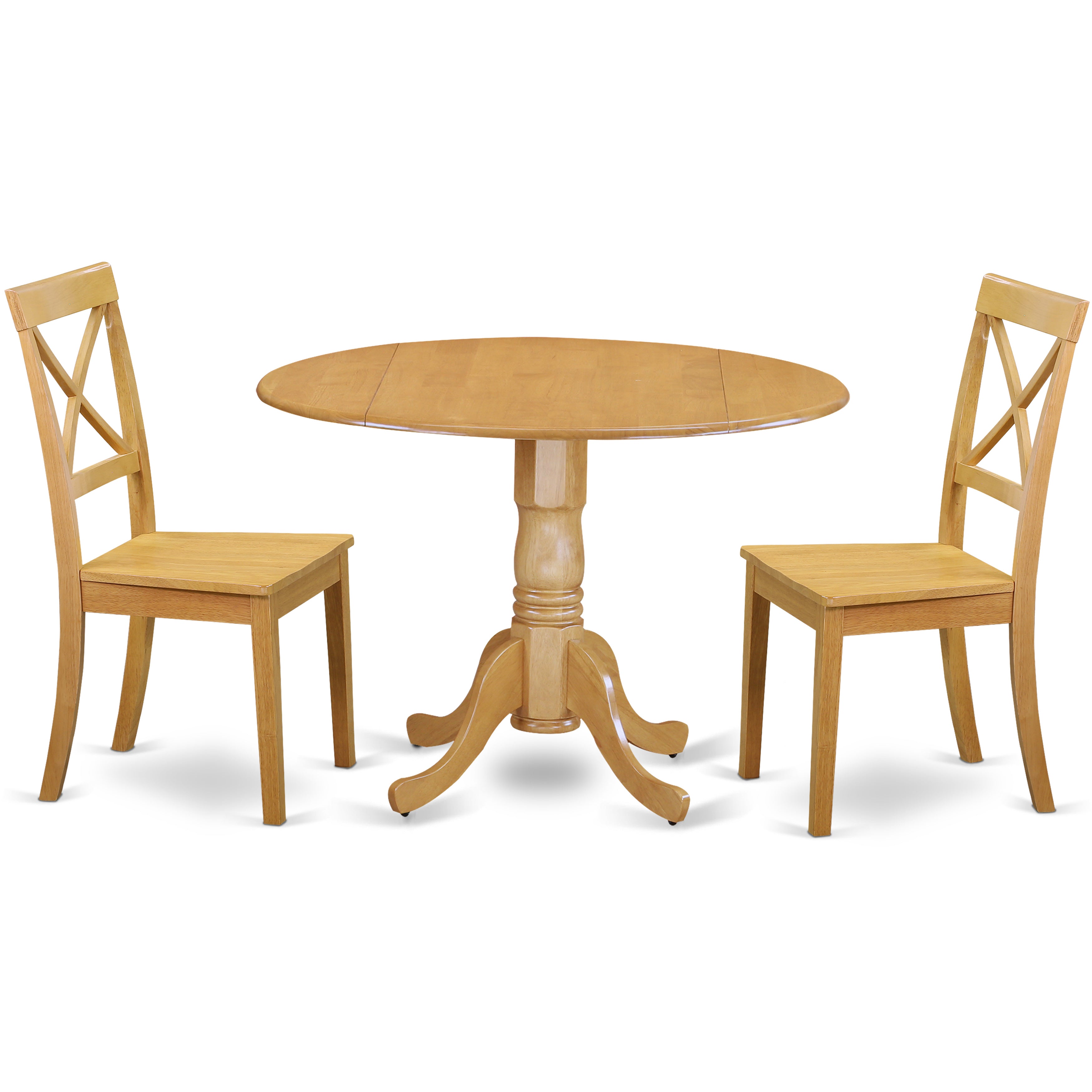 DLBO3-OAK-W 3 PC Dublin kitchen table set-Dining table and 2 wood seat kitchen chairs in Oak
