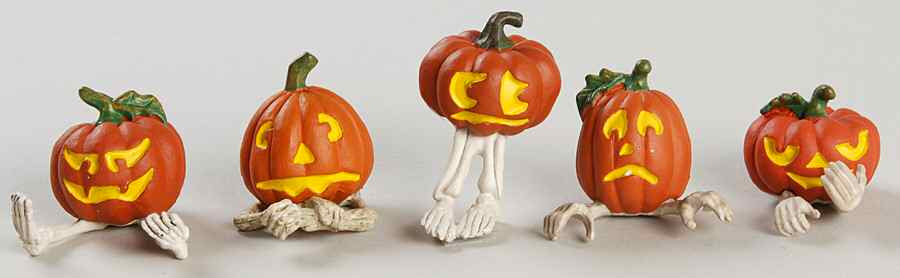 Department 56 Halloween Village Pumpkin Heads-Set Of 5