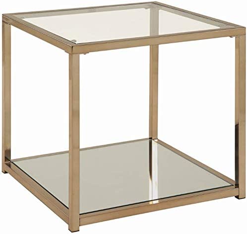 Cora End Table With Mirror Shelf Chocolate Chrome