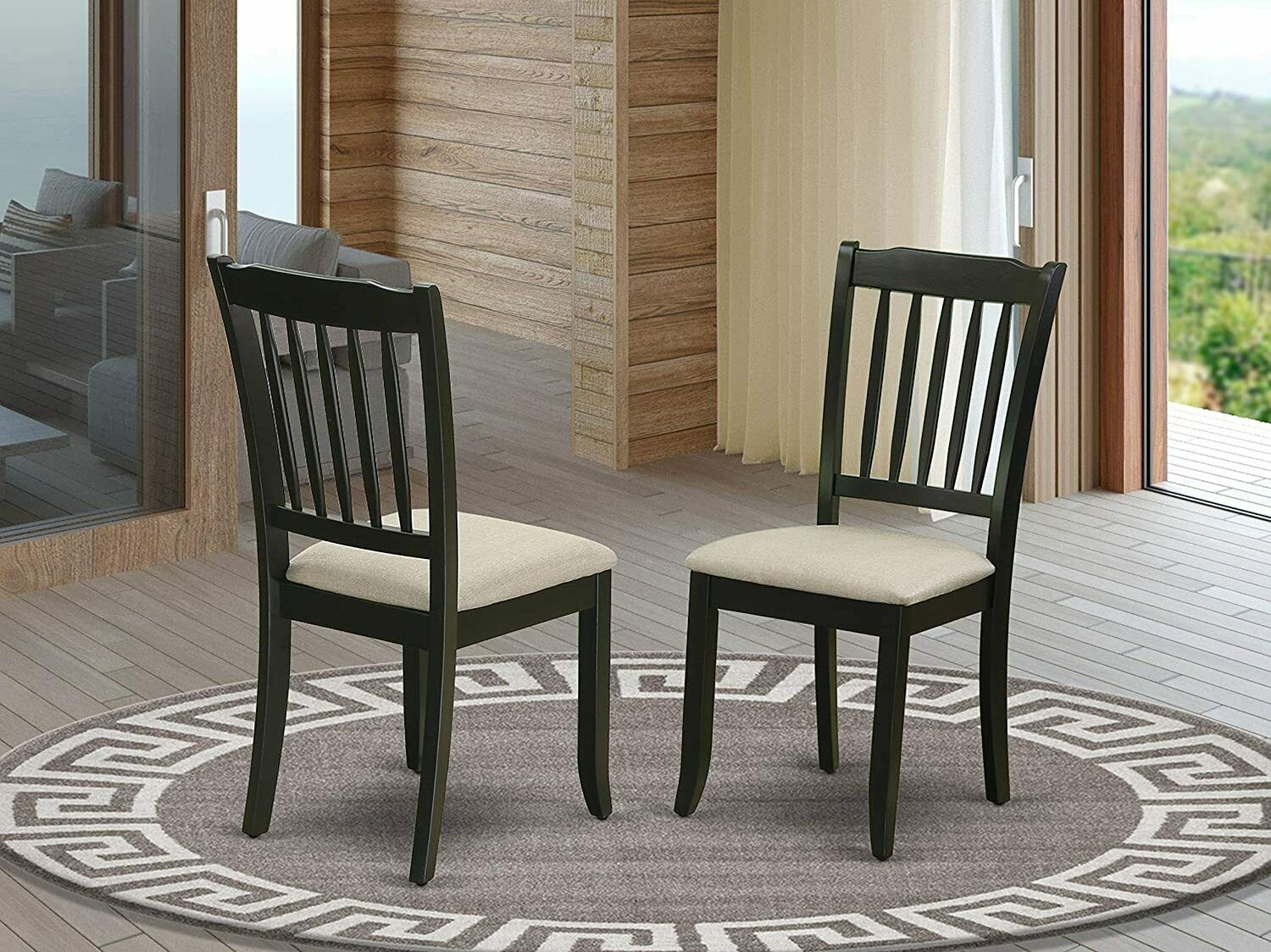 Danbury vertical slatted Upholstered Side Dining Chairs Black Set Of 2