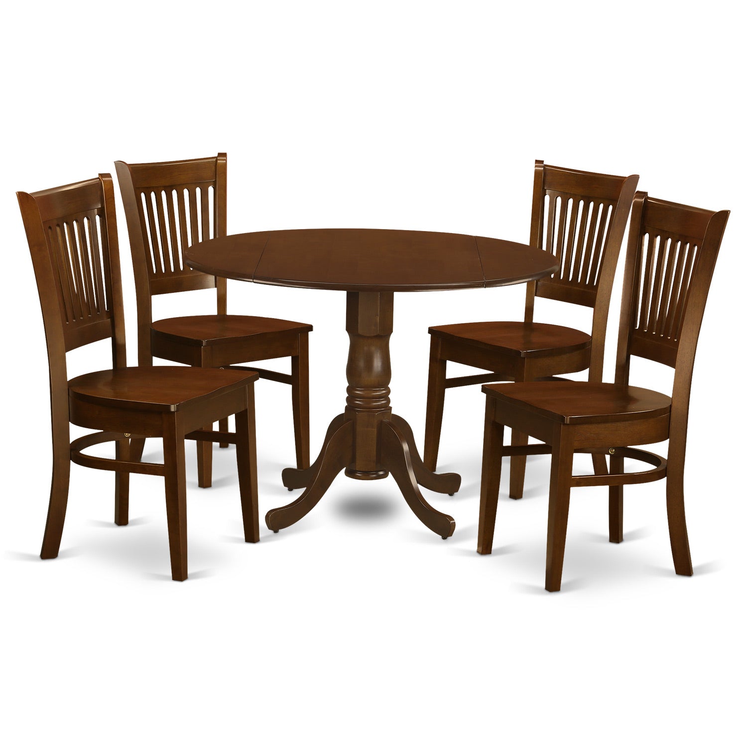 DLVA5-ESP-W 5 PcTable with 2 drop leaves and 4 Wood dinette Chairs