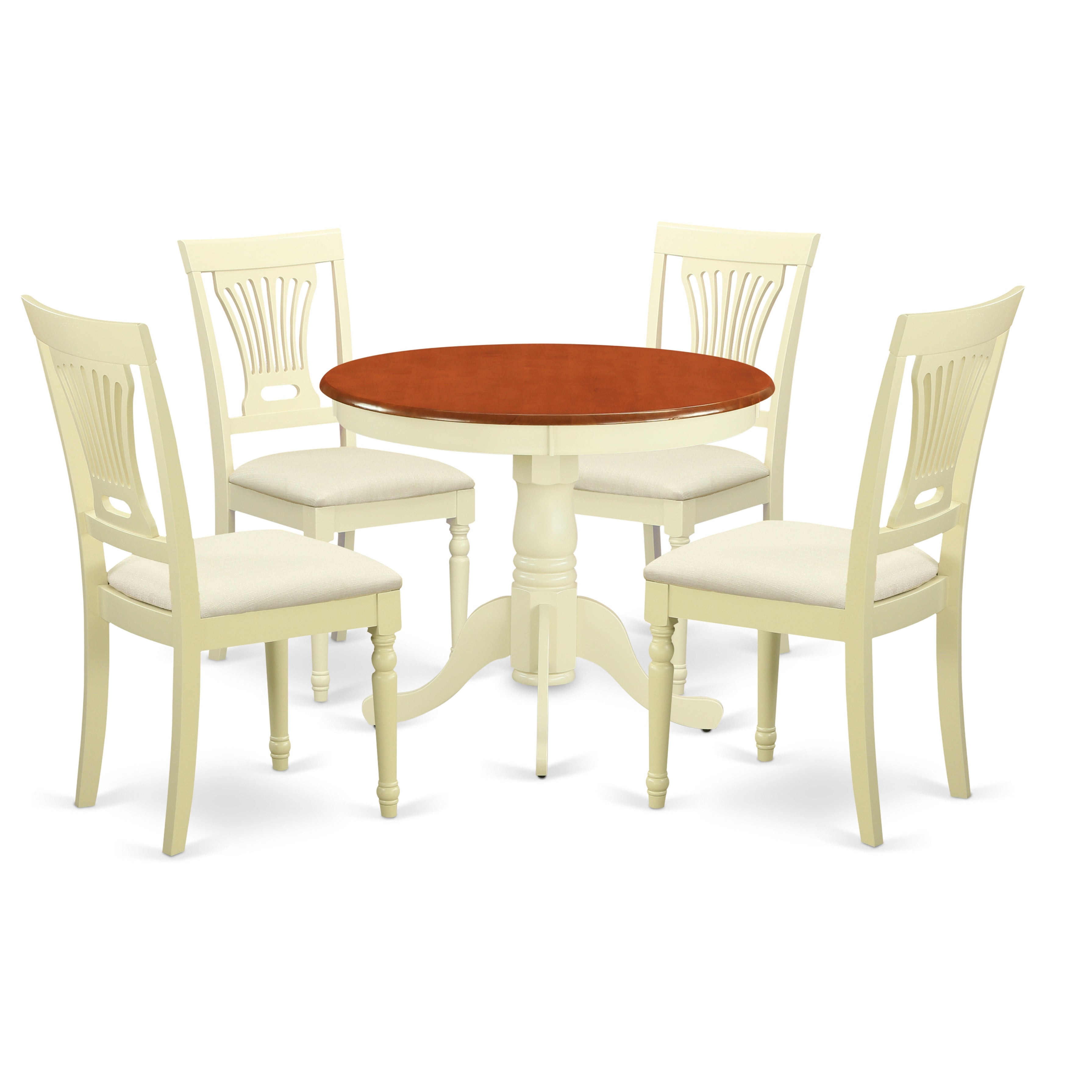 ANPL5-WHI-C 5 Pc Kitchen Table set-small Kitchen Table and 4 Chairs for Dining room