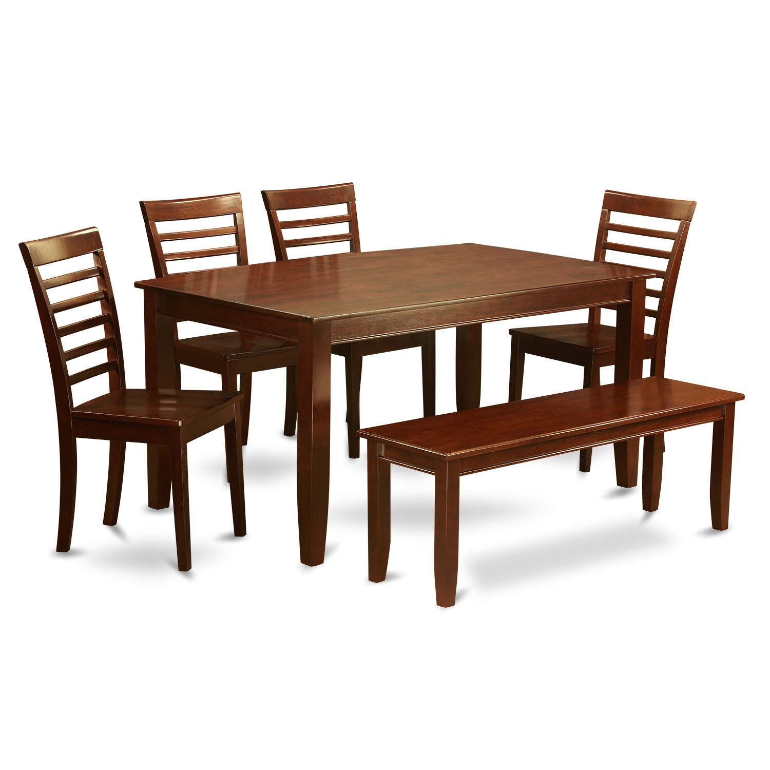 DUML6D-MAH-W 6 PC Dining room set with bench-Table and 4 Dining Chairs and Bench