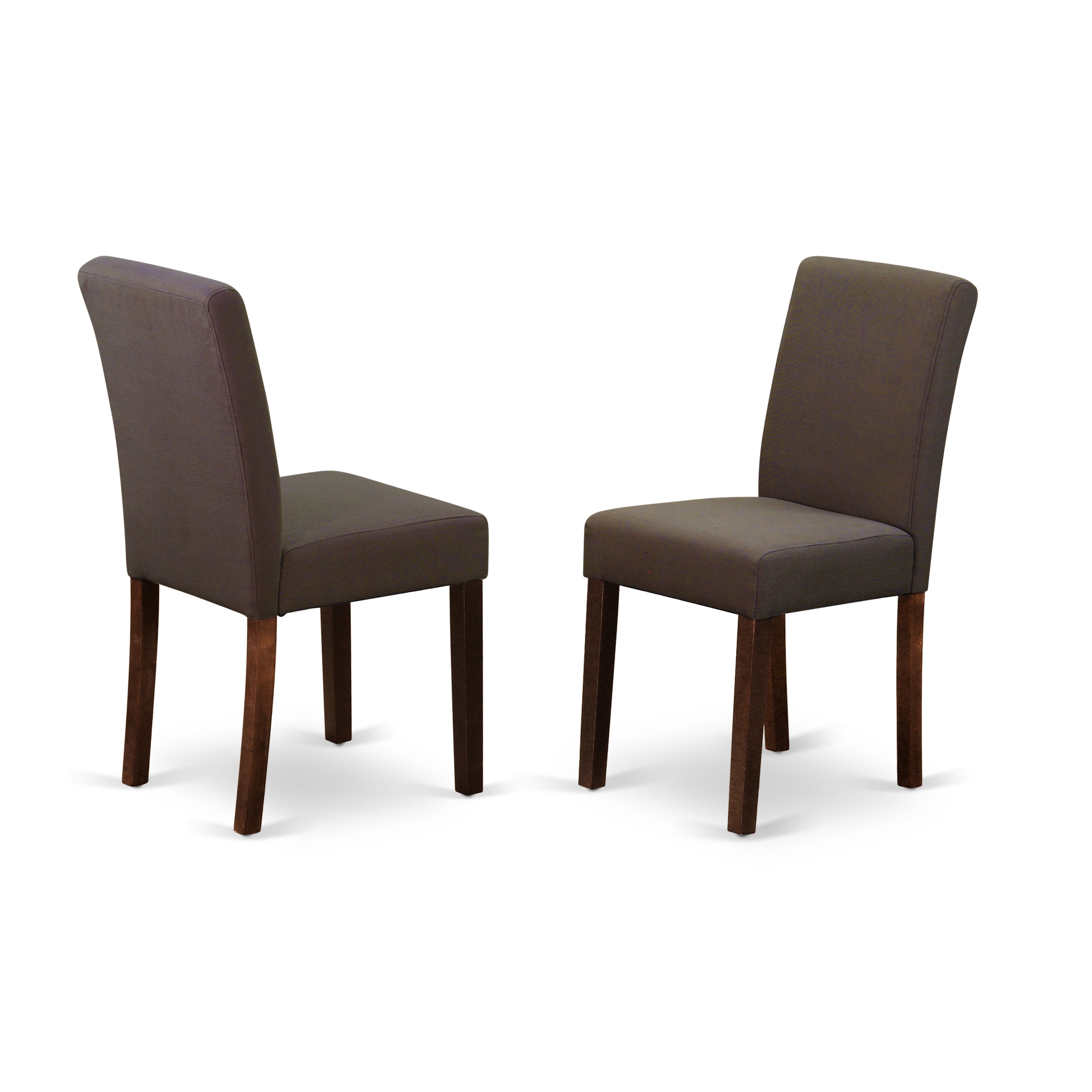 East West Furniture MZAB3-MAH-18 3Pc Dining Table Set Includes a Dining Table and 2 Parson Chairs with Coffee Color Linen Fabric, Drop Leaf Table with Full Back Chairs, Mahogany Finish