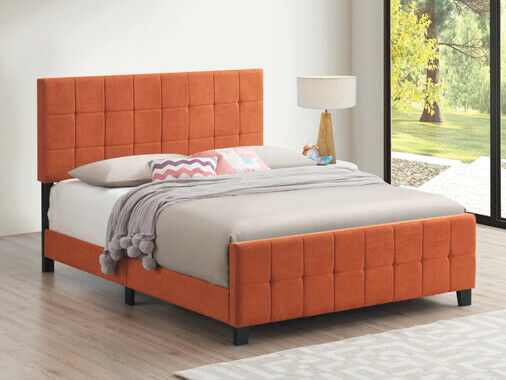 Contemporary Fairfield Full Upholstered Headboard Panel Bed Orange