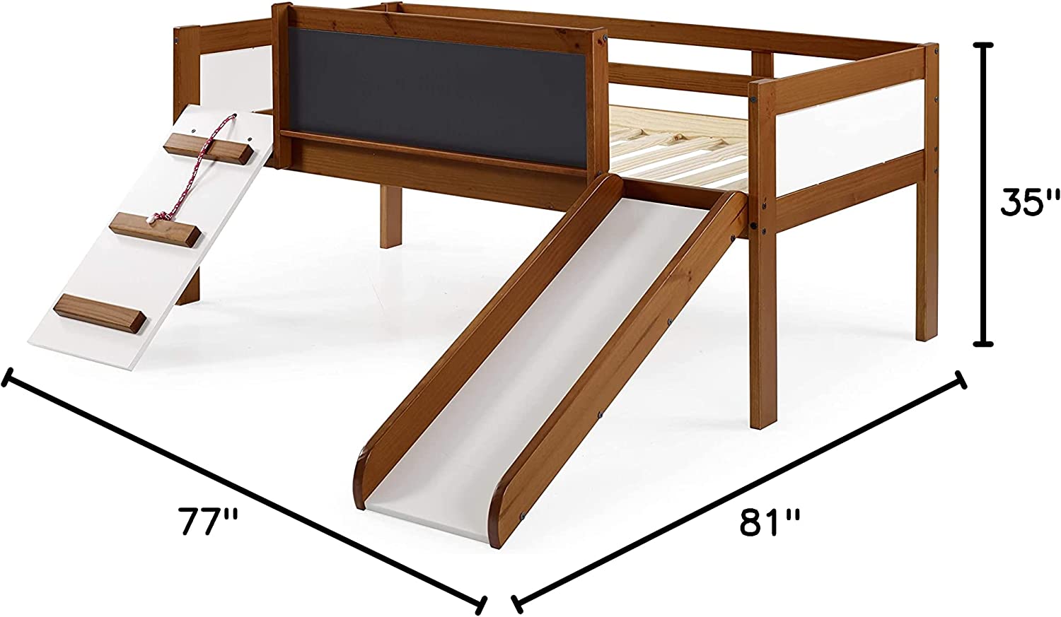 Donco Kids 3005-TLE Loft, Bed With Slide And Chalkboard Espresso