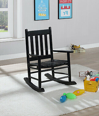 Annie Farmhouse Slat Back Youth Rocking Chair in Black