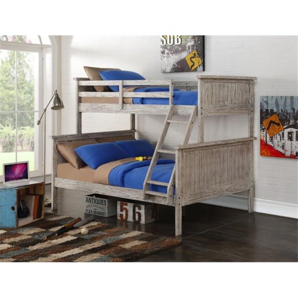 Twin over Full Panel Bunk Bed with Distressed Driftwood