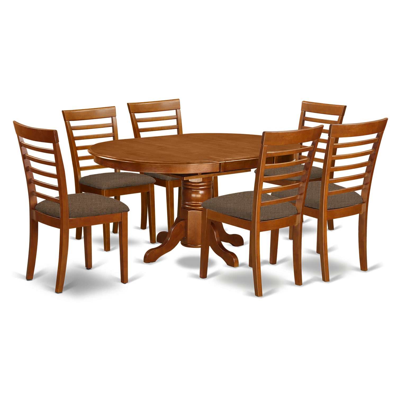 AVML7-SBR-C 7 Pc Dining room set-Oval dinette Table with Leaf and 6 Dining Chairs