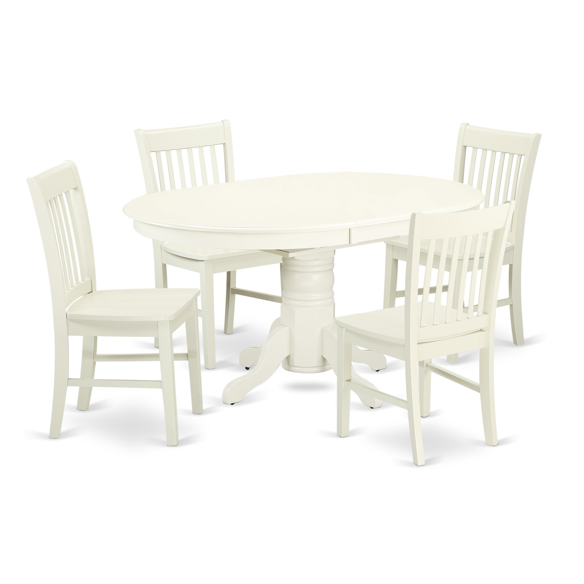 AVNO5-LWH-W 5 Pc Dining set with a Kitchen Table and 4 Wood Seat Kitchen Chairs in Linen White