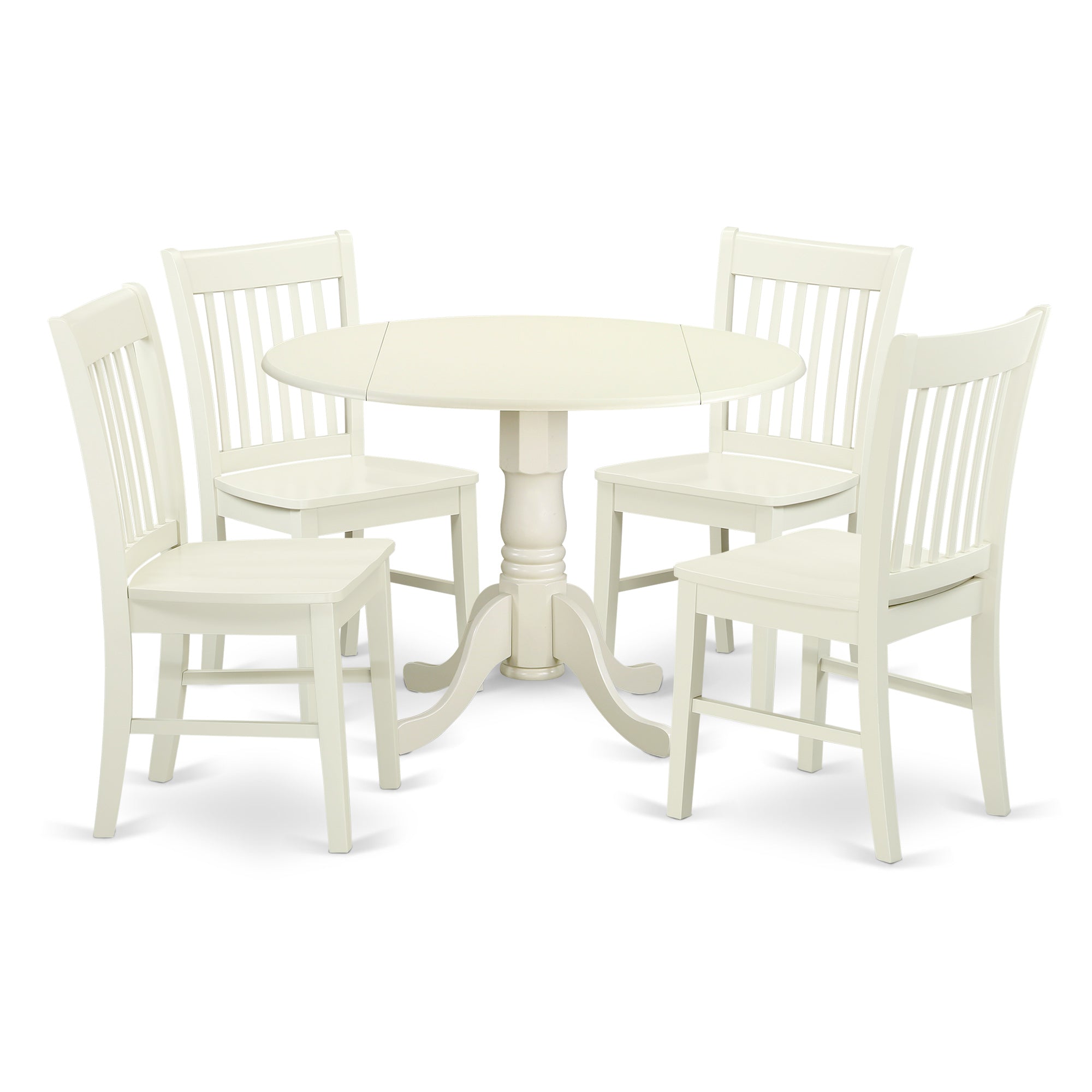 DLNO5-WHI-W 5 PC Dublin kitchen table set-Dining table and 4 wood seat kitchen chairs