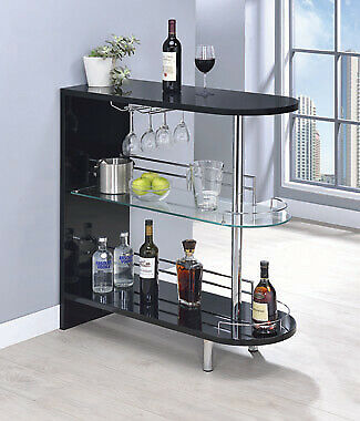 Coaster Modern Bar Unit With Wine Bottle Storage Glossy Black 101063