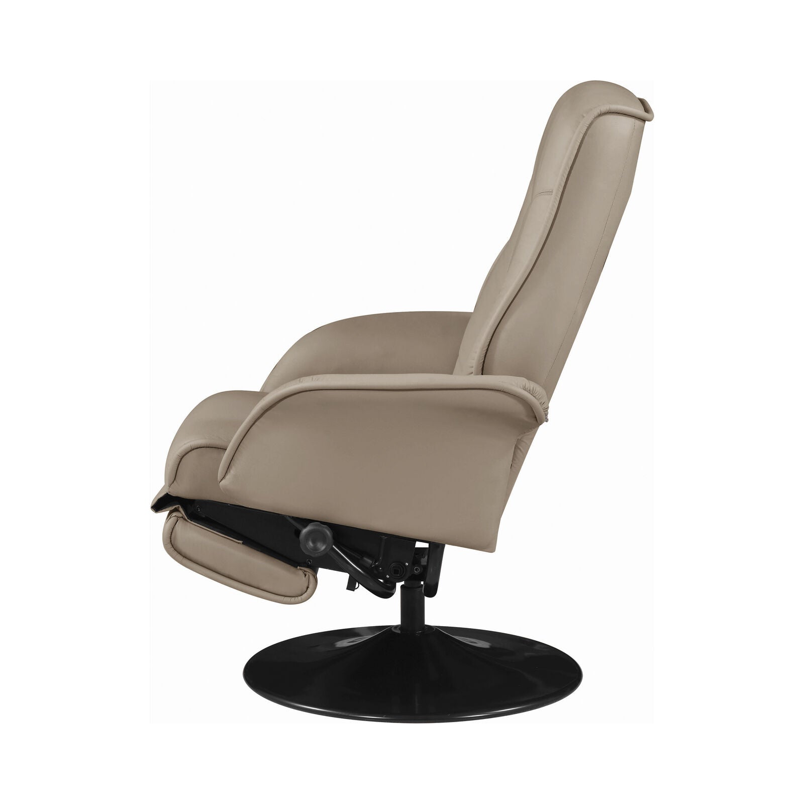 Coaster Swivel Recliner With Leatherette Flared Arm Beige 7502