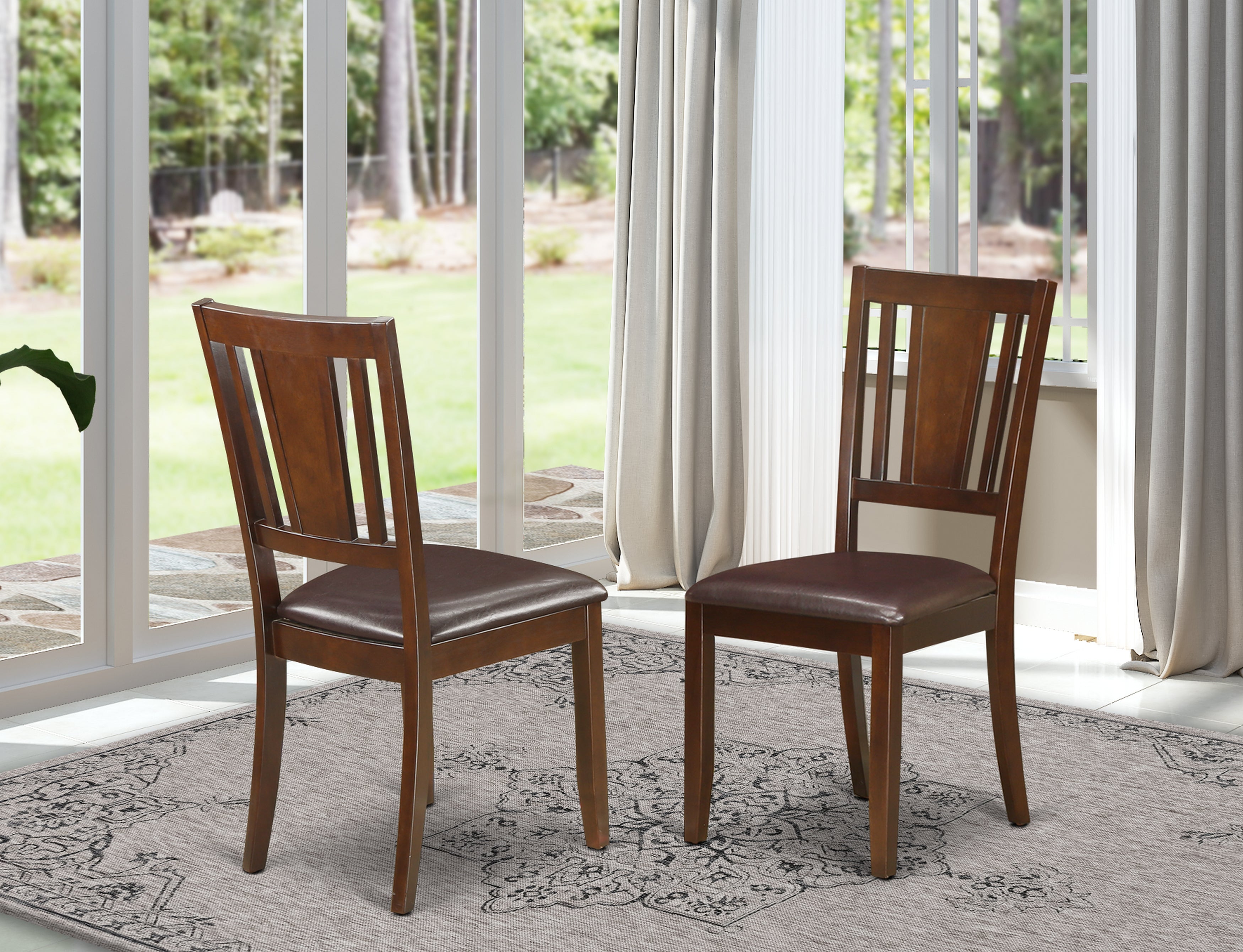 DUC-MAH-LC Dudley Dining Chair with Faux Leather upholstered Seat in Mahogany Finish