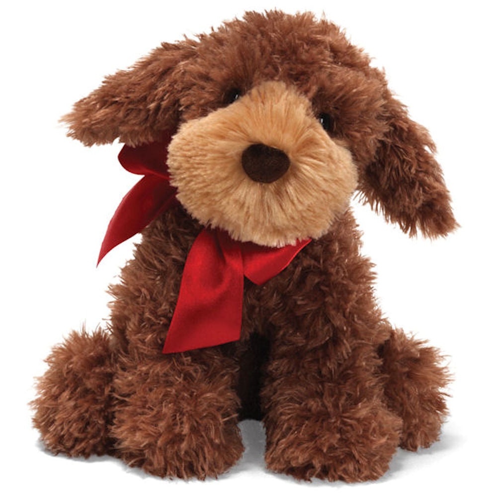 GUND Designer Pup Christmas 4029235 Casy Poogle with Red Ribbon Plush Dog