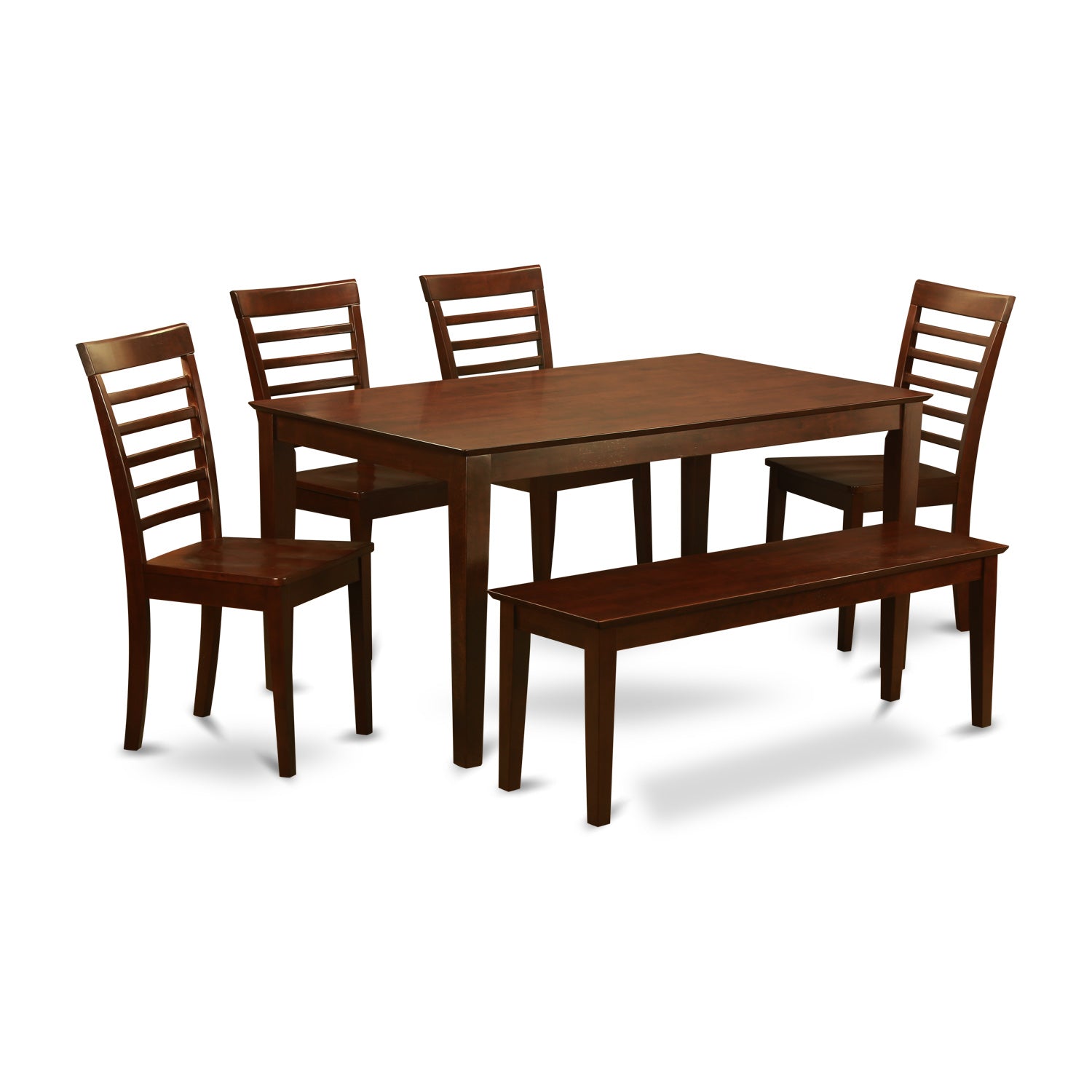 CAML6C-MAH-W 6 Pc Dining Table with bench-Kitchen Table and 4 Chairs for Dining room and the Bench