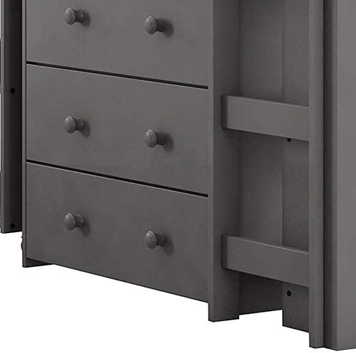 DONCO kids Low Loft Bed with Desk, Twin, Dark Grey