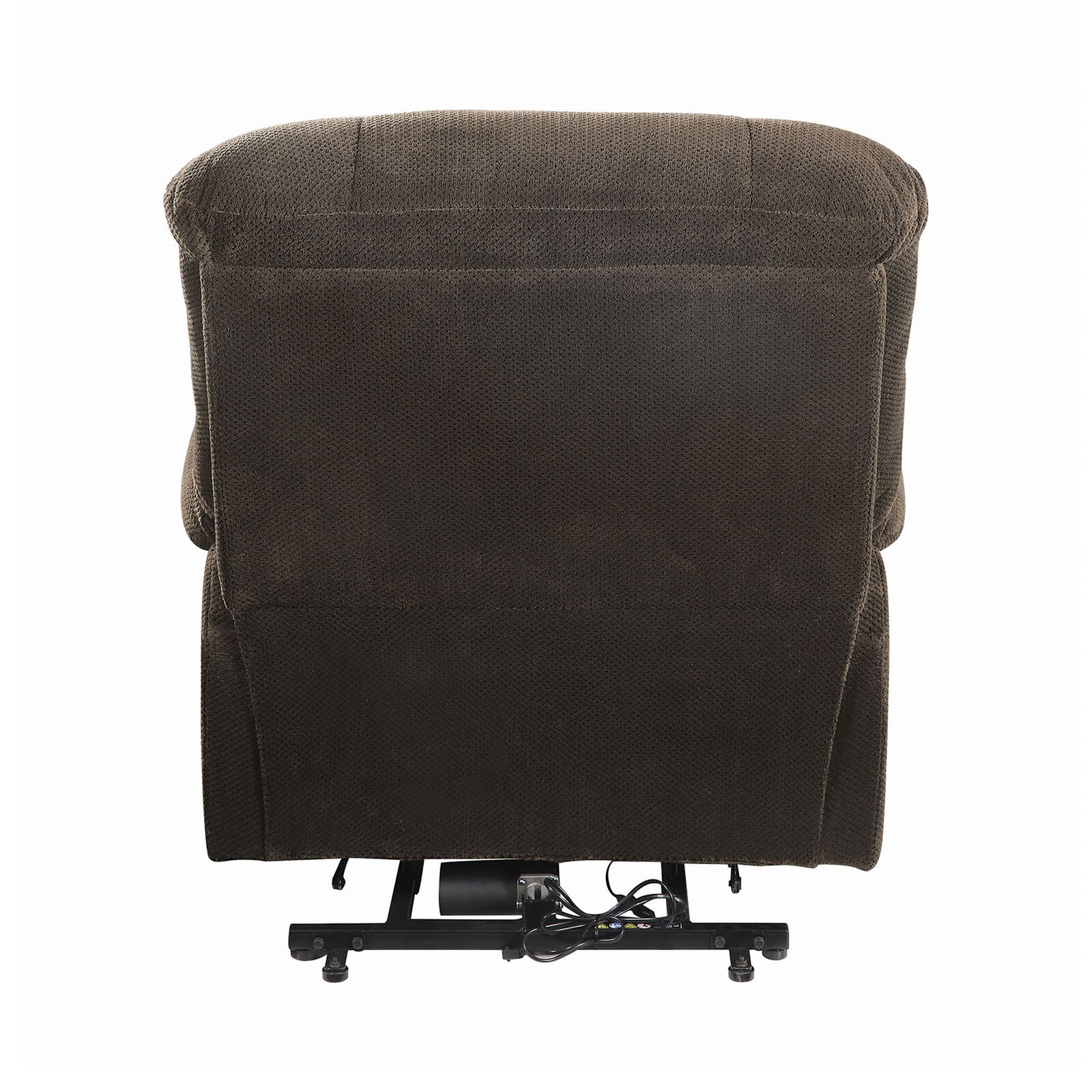 Coaster Power Lift Upholstered Chenille Recliner in Chocolate 600397