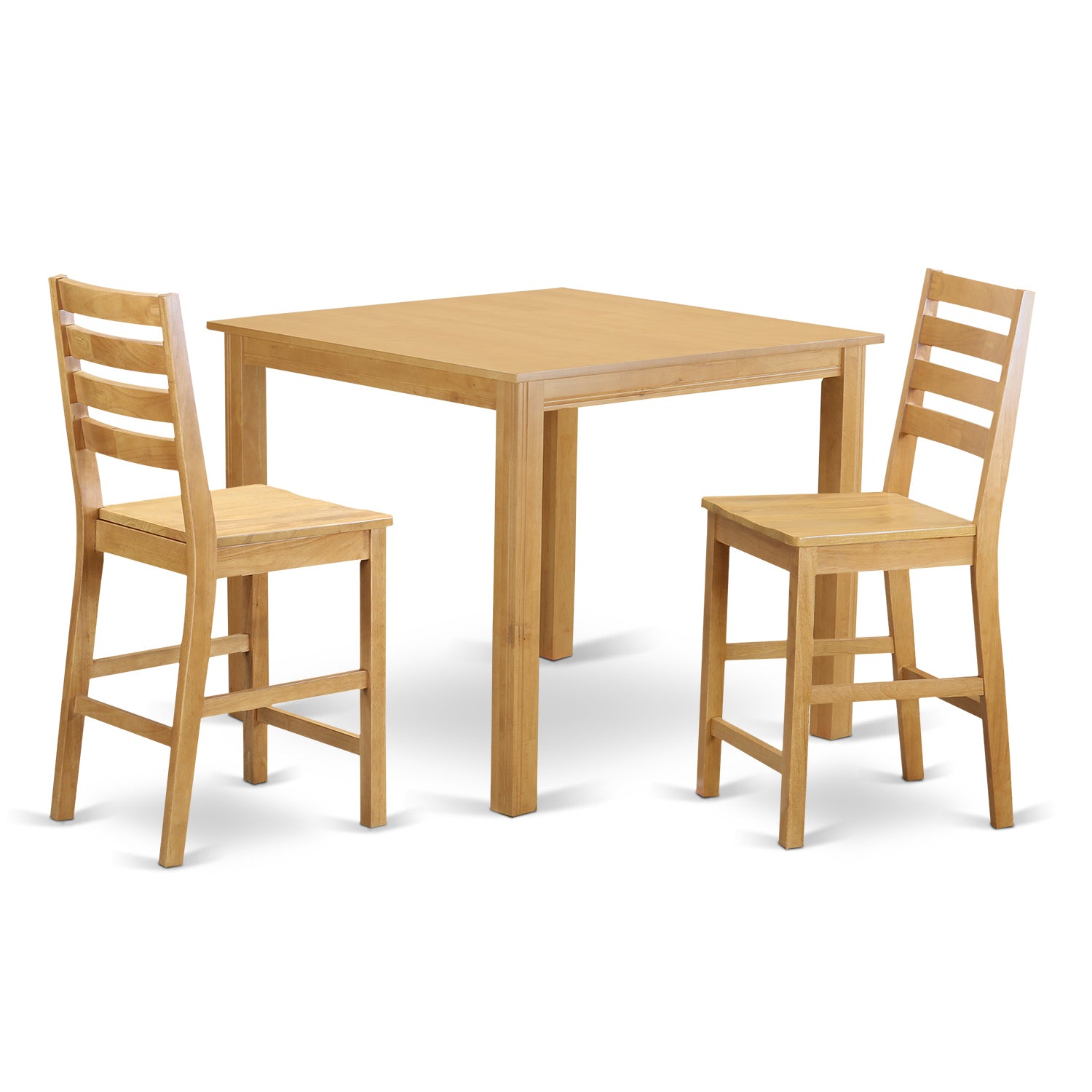 CAFE3-OAK-W 3 PC pub Table set - counter height Table and 2 Dining Chairs.